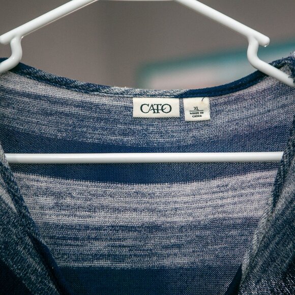 Cato Women’s Short Sleeve Top – Blue Chevron Stripe - Picture 3 of 3